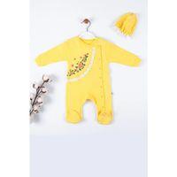 Çiçek Nakışlı Şapkalı % 100 Pamuk Kız Bebek Tulumu