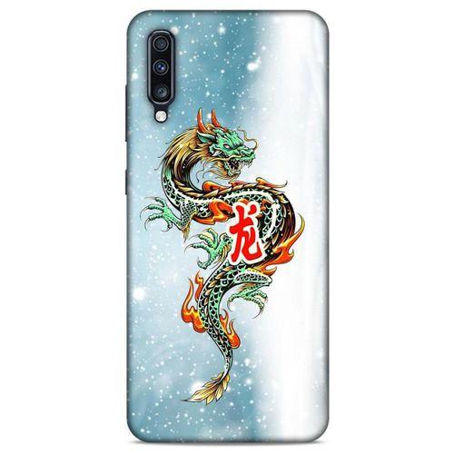 Samsung Galaxy A70s Kılıf Dragons (29) Arka Koruma Kılıfı Tatoo Mavi Ejderha