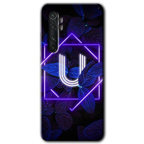 Xiaomi Mi Note 10 Lite Kılıf HD Desen Baskılı Arka Kapak - Dark Neon Yaprak U Harfi
