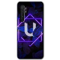 Xiaomi Mi Note 10 Lite Kılıf HD Desen Baskılı Arka Kapak - Dark Neon Yaprak U Harfi