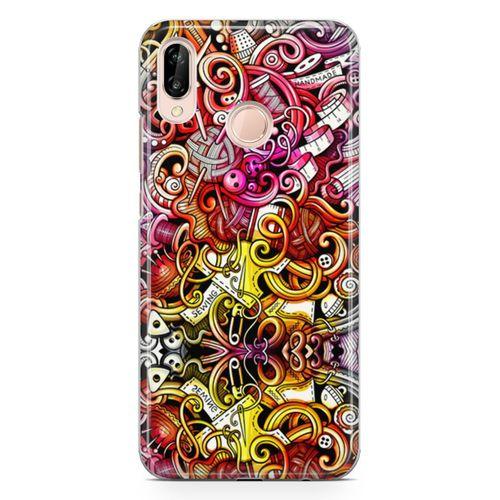 Huawei Nova 3e Kılıf Örgücü Doodle Arka Kapak Koruma Desenli Full Koruyucu