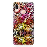 Huawei Nova 3e Kılıf Örgücü Doodle Arka Kapak Koruma Desenli Full Koruyucu