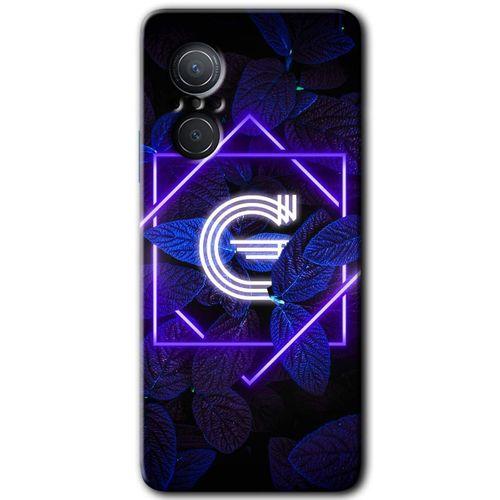 Huawei Nova 9 SE Kılıf HD Desen Baskılı Arka Kapak - Dark Neon Yaprak G Harfi + Kırılmaz Cam