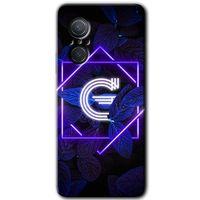 Huawei Nova 9 SE Kılıf HD Desen Baskılı Arka Kapak - Dark Neon Yaprak G Harfi + Kırılmaz Cam