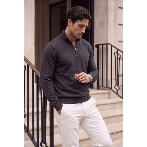 Lars Selanik Örme Kumaş Yarım Fermuar Erkek Sweatshirt - Antrasit