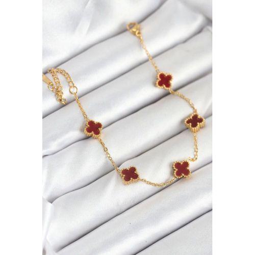 316L Çelik Gold Zincir Baby Boy Bordo Renk Bileklik