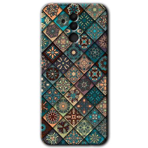 Huawei Mate 20 Lite Kılıf HD Desen Baskılı Arka Kapak - Mandala Desen + Kırılmaz Cam