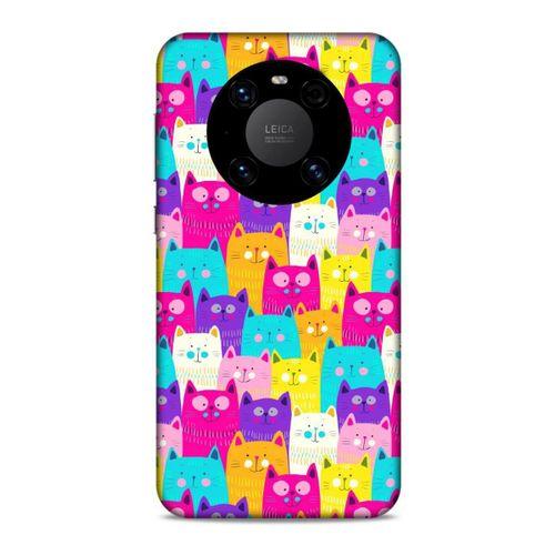 Lopard Huawei Mate 40 Pro Uyumlu Kılıf Kediler (34) Slim Armor Kılıf Rengarenk