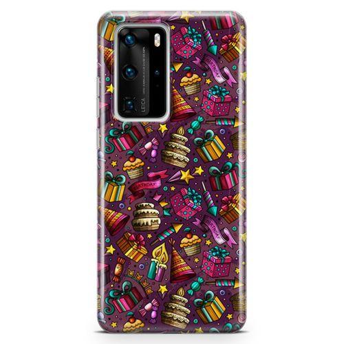 Huawei P40 Pro Kılıf Parti Malzemeleri Doodle Arka Kapak Koruma Desenli Full Koruyucu