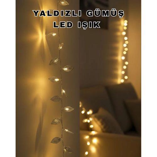 Dekoratif Gümüş Yaprak Led Aydınlatma Pilli Şık Ortam Işığı