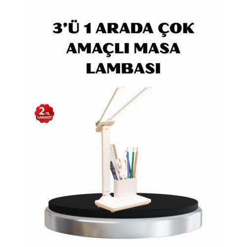 Kalemlik Ve Telefon Standlı Masa Lambası – Kısılabilir Led Işık, Göz Dostu Tasarım