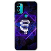 General Mobile GM 21 Plus HD Baskılı Kılıf + 9D Tam Ekran Koruyucu - Dark Neon Yaprak Ş Harfi