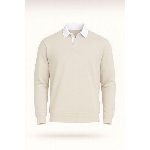 Luis Polo Yaka Selanik Örme Kumaş Erkek Sweatshirt - Taş