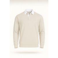Luis Polo Yaka Selanik Örme Kumaş Erkek Sweatshirt - Taş