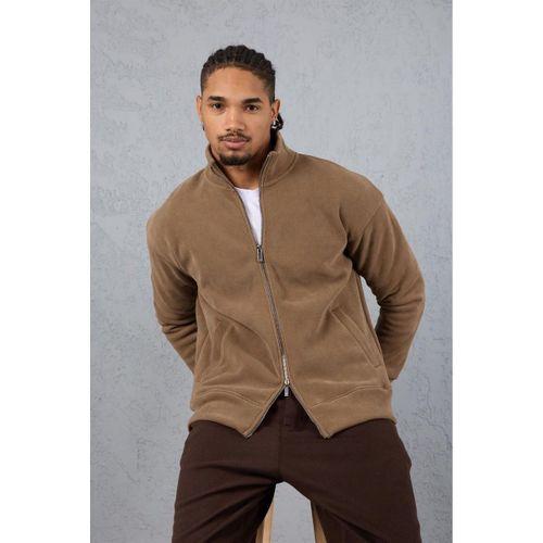 Ron Selanik Örme İçi Peluş Çift Fermuarlı Sweatshirt Vizon - Milos Kaşe Kumaş Jogger Pantolon Kahve