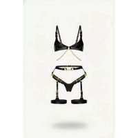 Siyah Harness Takım Deri Zincir Detaylı Tokalı - Brf1379