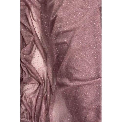 Yağmur Damlası Simli Abiye Elbise Şallık Tül Kumaş Koyu Gül Kurusu 36