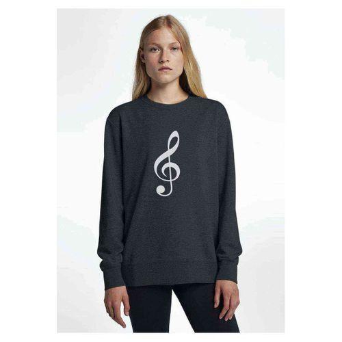 Sol Anahtarı Baskılı Füme Antrasit Kadın Sweatshirt
