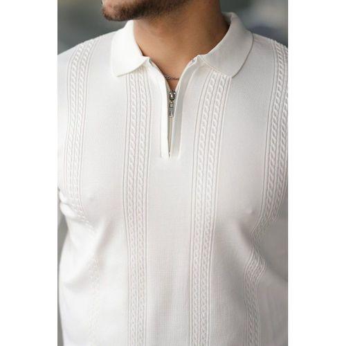 Erkek örgü Desen Fermuar Yaka Uzun Kollu Triko