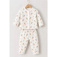 3-12 Ay Havuç Baskılı Çıtçıtlı Penye Bebek Pijama Takımı