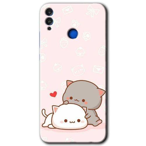 Potkal Hediye Fabrikası Honor 8c HD Baskılı Kılıf + 9D Tam Ekran Koruyucu - Kedi Aşkı