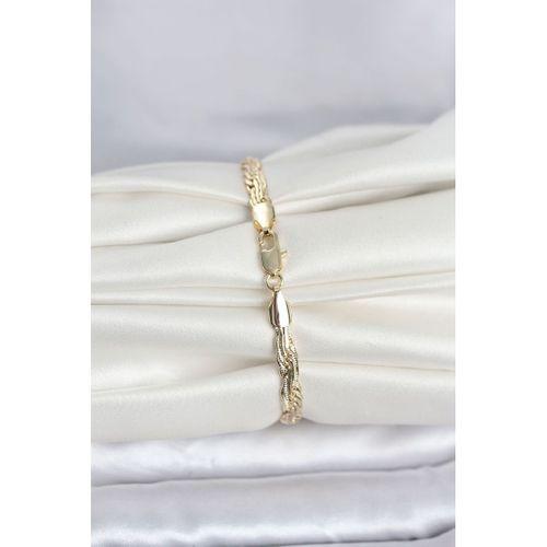 CM 14K Gold Renk Ezme Sarmal Zincir Model Kadın Bileklik