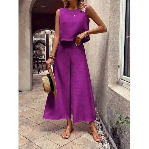 Kadın Geniş Paça Pantolon Ve Bluzlu Aerobin Kumaş Ikili Takım