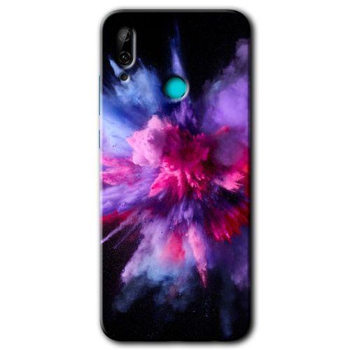 MRCİLETİSİM Huawei P smart 2019 Kılıf Baskılı Kapak - Color Splash Purple +Tam Kaplayan Mat Seramik
