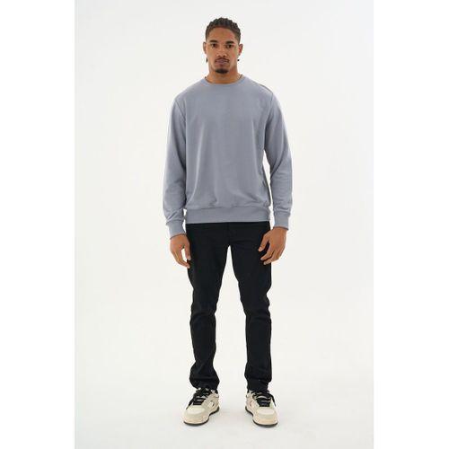 Süperlife Erkek Gri Bisiklet Yaka Ribanalı Regular Fit Sweatshirt spr26swk930