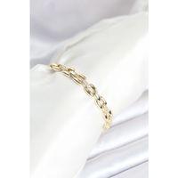 Pirinç Gold Renk Zincir Model Zirkon Taşlı Kadın Bileklik