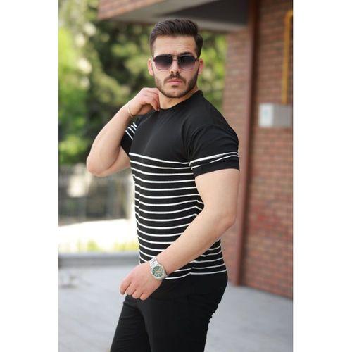 Erkek çizgi Desenli Bisiklet Yaka Kısa Kollu T-sihrt