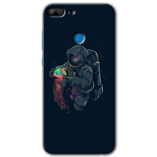 Honor 9 Lite HD Baskılı Kılıf + 9D Tam Ekran Koruyucu - Astronot Kıyafeti