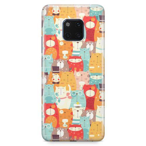 Huawei Mate 20 Pro Kılıf Tombul Kediler Arka Kapak Koruma Desenli Full Koruyucu