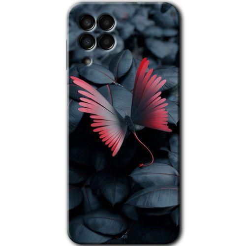 MRCİLETİSİM Samsung Galaxy M33 Kılıf Baskılı Kapak - Dark Butterfly + 5D Tam Kaplayan Cam