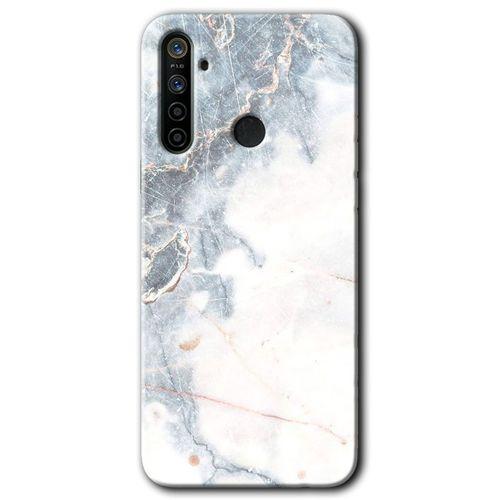 MRCİLETİSİM Realme 6i Kılıf Baskılı Kapak - White Marble + 5D Tam Kaplayan Cam
