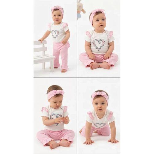 3/12 Ay Bandanalı Pamuk Bebek Takımı