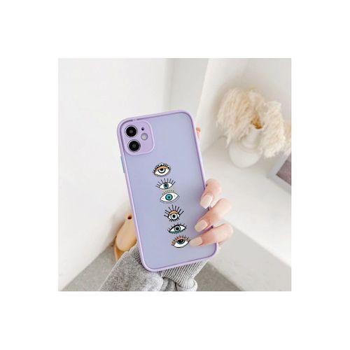 Renkli Gözler Desenli iPhone 11 Lila Korumalı Telefon Kılıfı