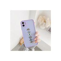 Renkli Gözler Desenli iPhone 11 Lila Korumalı Telefon Kılıfı