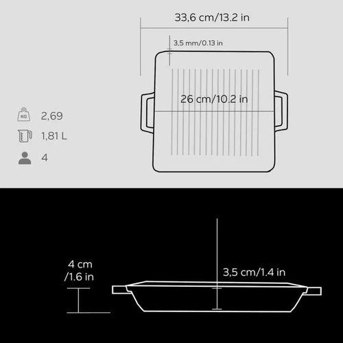 Lava Demir Döküm Izgara Grill Tava Kare 26x26 Cm LV ECO GT 2626 GT
