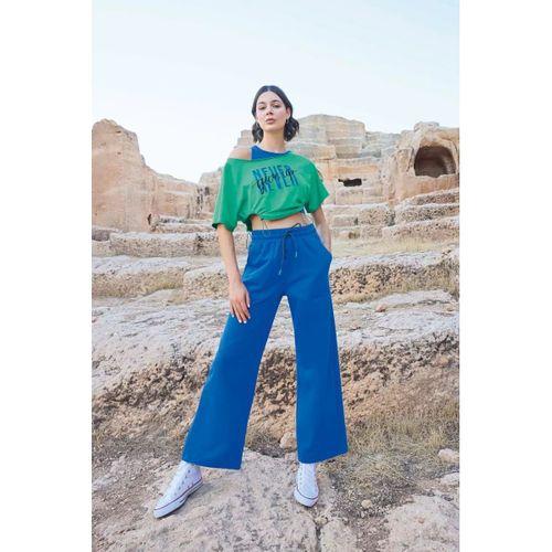 Kısa Kollu "never Give Up" 3'lü Crop Eşofman Takımı