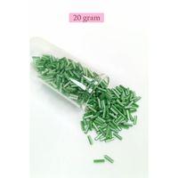 Uzun Boru Kesme Boncuk Çap 2mm Uzunluk 10 mm - 20 Gram - Yeşil Beyaz - BNC247