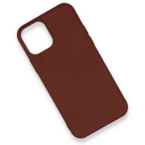 iPhone 12 Kılıf Nano içi Kadife Silikon - Kahverengi