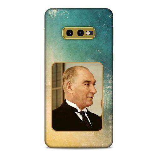 Samsung Galaxy S10e Kılıf Atatürk (27) Tasarımlı Kılıf Sarı Yeşil