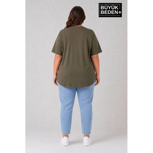 Süperlife Büyük Beden Kadın Bisiklet Yaka Basic Oval Etek Detalylı 3xl-6xl Uzun Tunik SPR26BTSK502