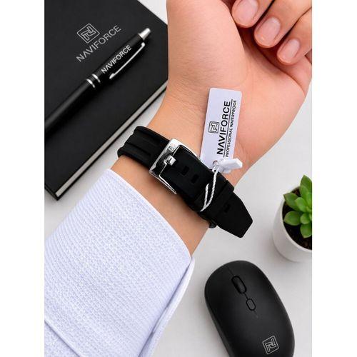 Naviforce Silokon Kordon Kronometreli Kadran İtalyan Bileklik Hediyeli 3 ATM Erkek Kol Saati NF8080G