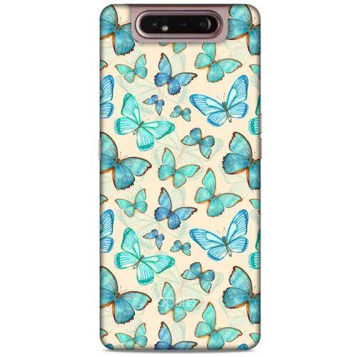 Samsung Galaxy A80 Kılıf Kelebek Etkisi (13) Silikon Kap Lacivert