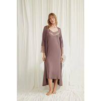 Dekolteli Yakası Ve Kolu Dantelli Sabahlık Takımı