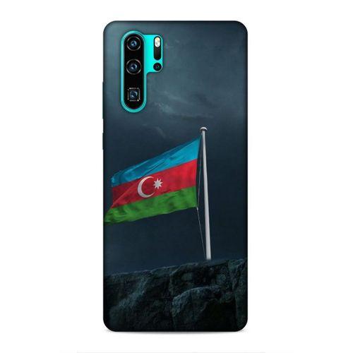 Huawei P30 Pro Uyumlu Kılıf Azarbaijan (27) Tasarımlı Kılıf Mavi Beyaz