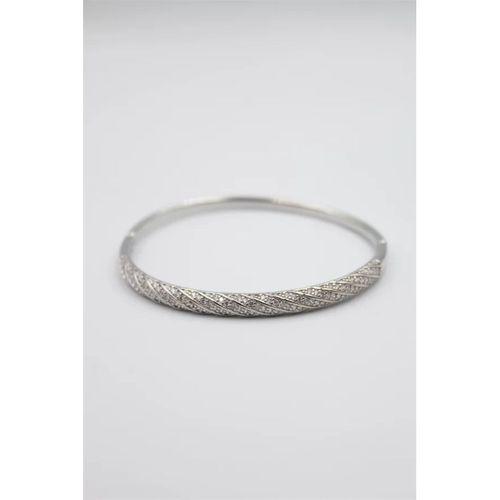 Taşlı Vip Bilezik - Gümüş