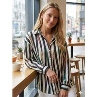 Kadın Uzun Kollu Dalgalı Desen Baskılı Gömlek